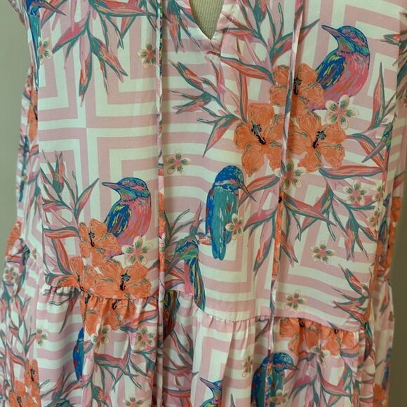 NWT AMERICA & BEYOND Hummingbird Print Maxi Dress M - Picture 6 of 13